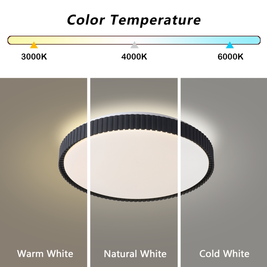 Brilagi - Plafonnier LED dimmable CORVO LED/72W/230V 3000-6000K noir diam. 50 cm + télécommande