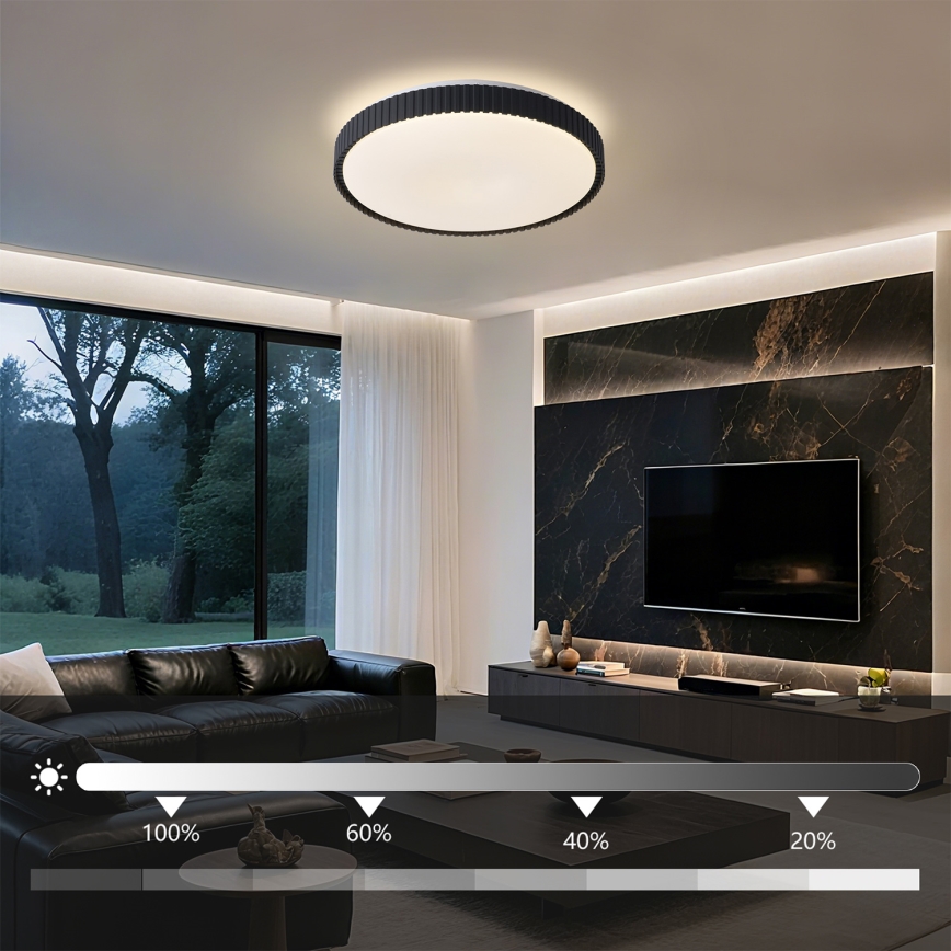 Brilagi - Plafonnier LED dimmable CORVO LED/72W/230V 3000-6000K noir diam. 50 cm + télécommande