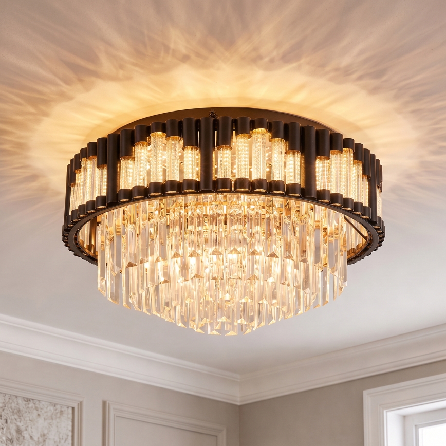 Brilagi - Plafonnier LED dimmable CROWN LED/41W/230V 3000-6000K Ø 48 cm noir + télécommande