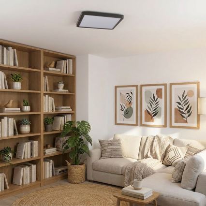 Brilagi - Plafonnier LED dimmable ESTELA SQUARE LED/36W/230V 3000-6500K 31x31 cm noir + télécommande