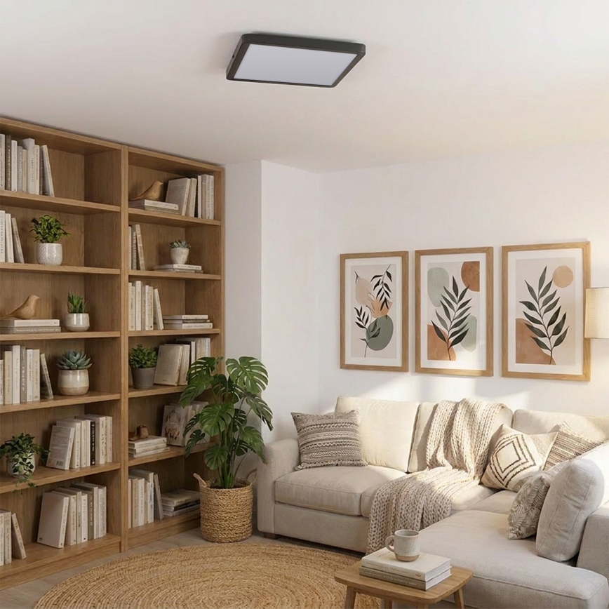 Brilagi - Plafonnier LED dimmable ESTELA SQUARE LED/36W/230V 3000-6500K 31x31 cm noir + télécommande