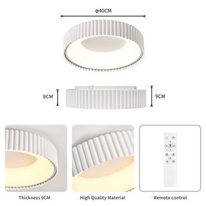 BRILAGI - Plafonnier LED dimmable FALCON MODERN LED/30W/230V 3000-6000K Ø 40 cm blanc + télécommande
