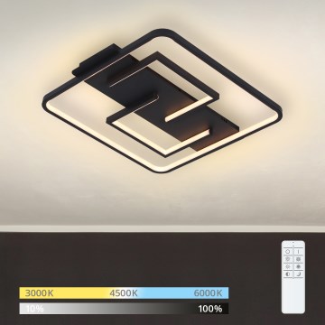 Brilagi - Plafonnier LED dimmable FLARE LED/34W/230V 3000-6000K 48x48 cm noir + télécommande