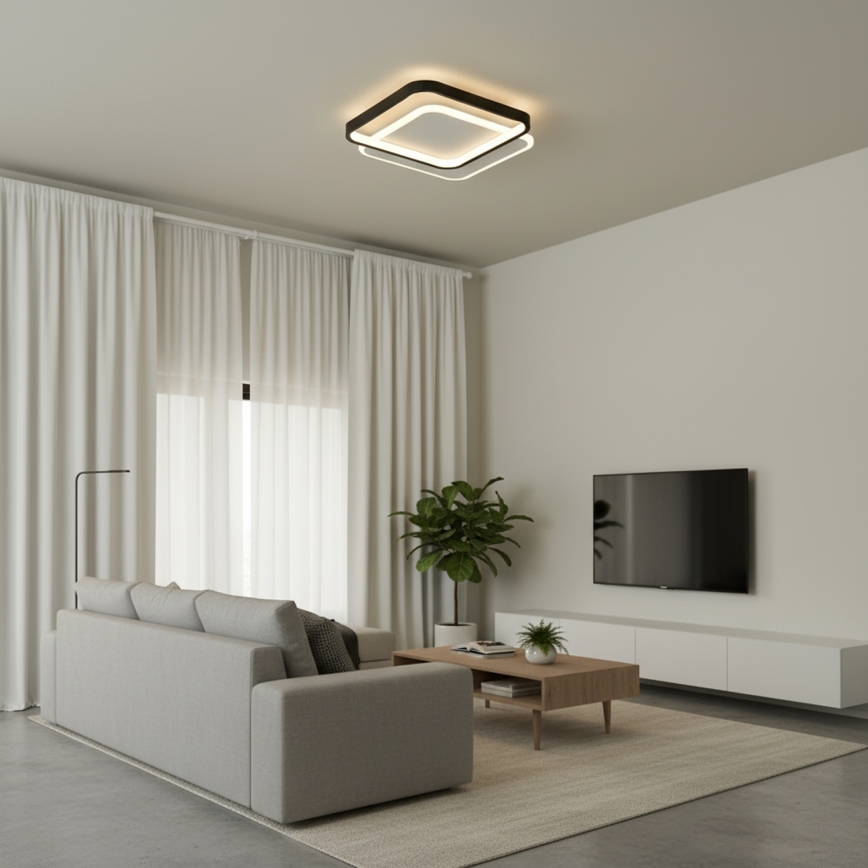 Brilagi - Plafonnier LED dimmable FLARE LED/43W/230V 3000-6000K 39,5x45 cm blanc/noir + télécommande