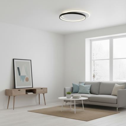 Brilagi - Plafonnier LED dimmable FLARE LED/48W/230V 3000-6000K 39,5x45 cm blanc/noir + télécommande