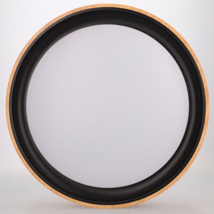 Brilagi - Plafonnier LED dimmable FLOCO LED/48W/230V 3000-6500K Ø 40 cm décor bois/noir + télécommande