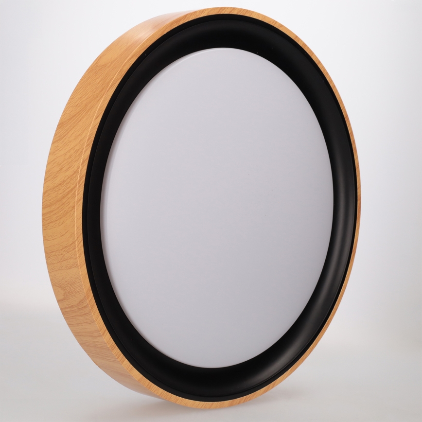 Brilagi - Plafonnier LED dimmable FLOCO LED/48W/230V 3000-6500K Ø 40 cm décor bois/noir + télécommande