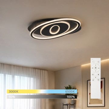 Brilagi - Plafonnier LED dimmable IRIS LED/78W/230V 3000-6000K 37x49 cm noir + télécommande incluse