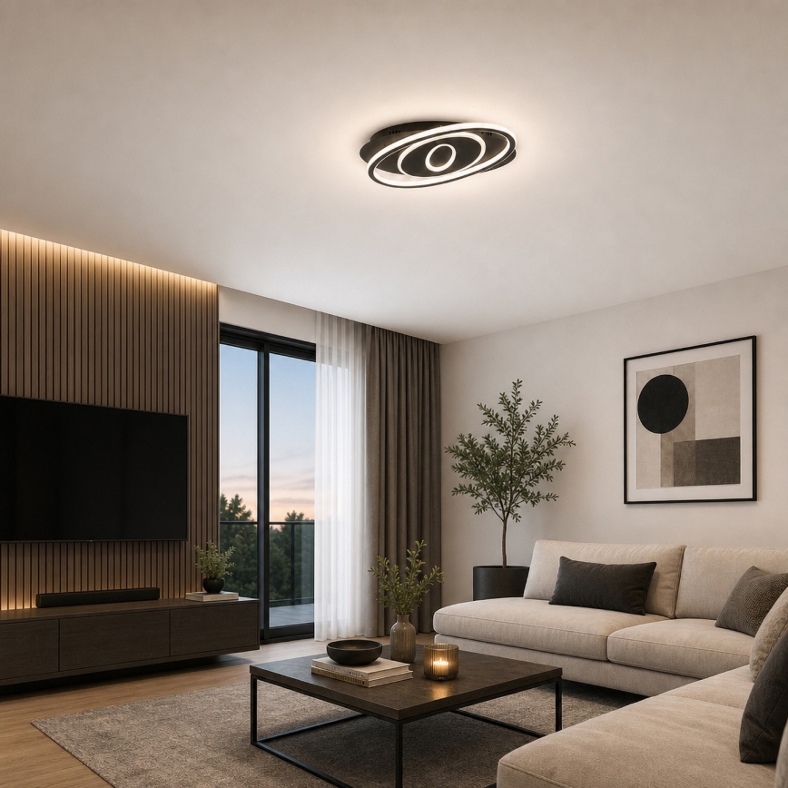 Brilagi - Plafonnier LED dimmable IRIS LED/78W/230V 3000-6000K 37x49 cm noir + télécommande incluse