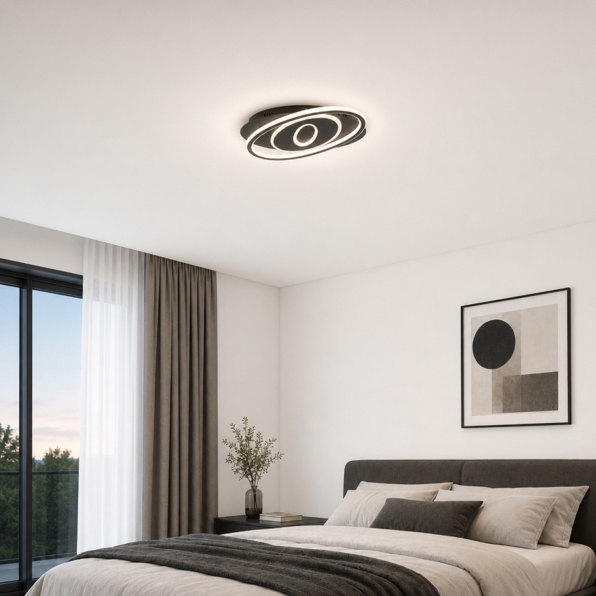 Brilagi - Plafonnier LED dimmable IRIS LED/78W/230V 3000-6000K 37x49 cm noir + télécommande incluse