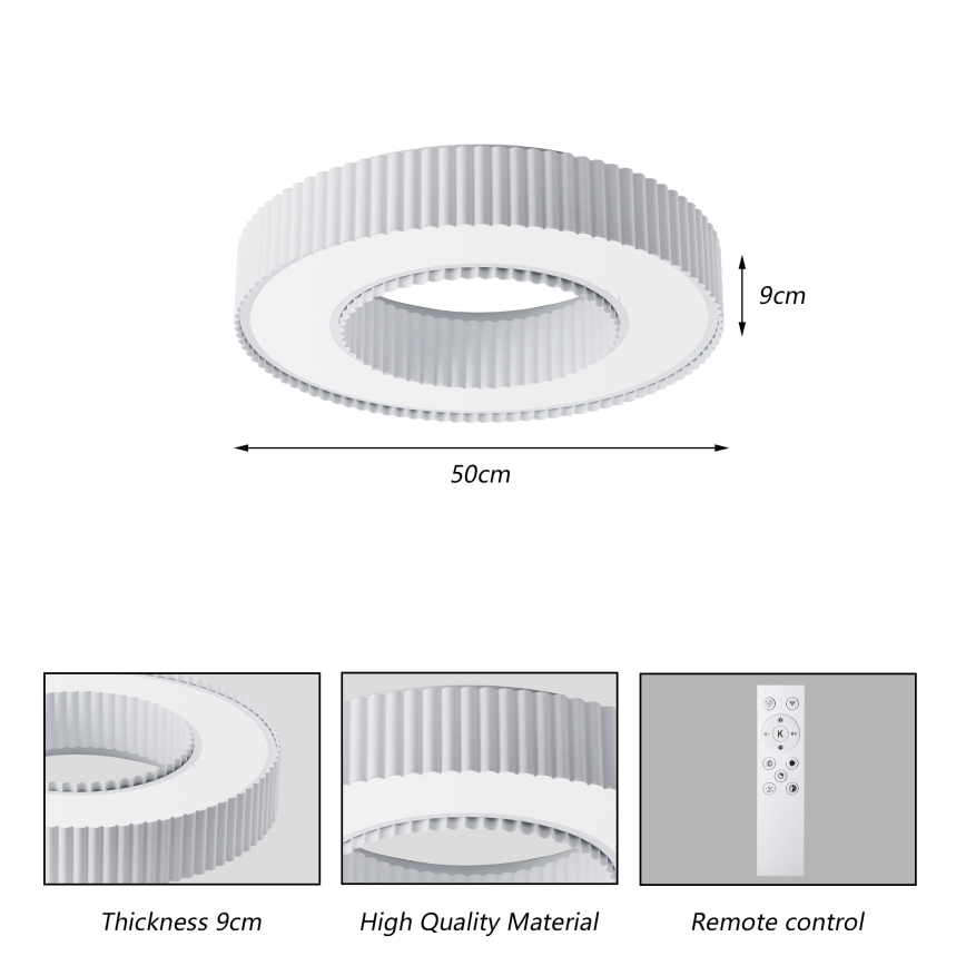 Brilagi - Plafonnier LED dimmable LUMIX LED/48W/230V 3000-6000K blanc Ø 50 cm + télécommande