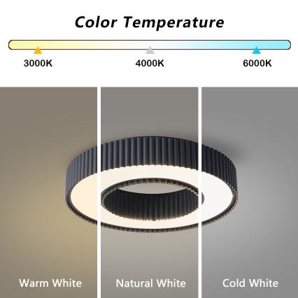 Brilagi - Plafonnier LED dimmable LUMIX LED/48W/230V 3000–6000K noir Ø 50 cm + télécommande