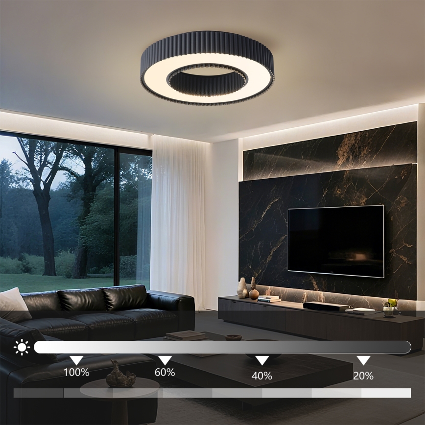 Brilagi - Plafonnier LED dimmable LUMIX LED/48W/230V 3000–6000K noir Ø 50 cm + télécommande