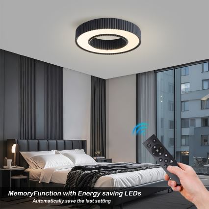 Brilagi - Plafonnier LED dimmable LUMIX LED/48W/230V 3000–6000K noir Ø 50 cm + télécommande