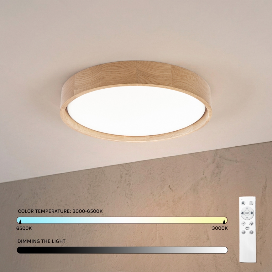 Brilagi - Plafonnier LED dimmable MANAROLA REMOTE LED/24W/230V 3000-6500K Ø 41 cm chêne + télécommande
