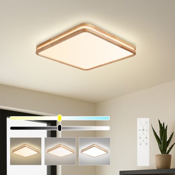 Brilagi - Plafonnier LED dimmable MOLINA SQUARE LED/80W/230V 3000-6000K chêne 60x60 cm + télécommande
