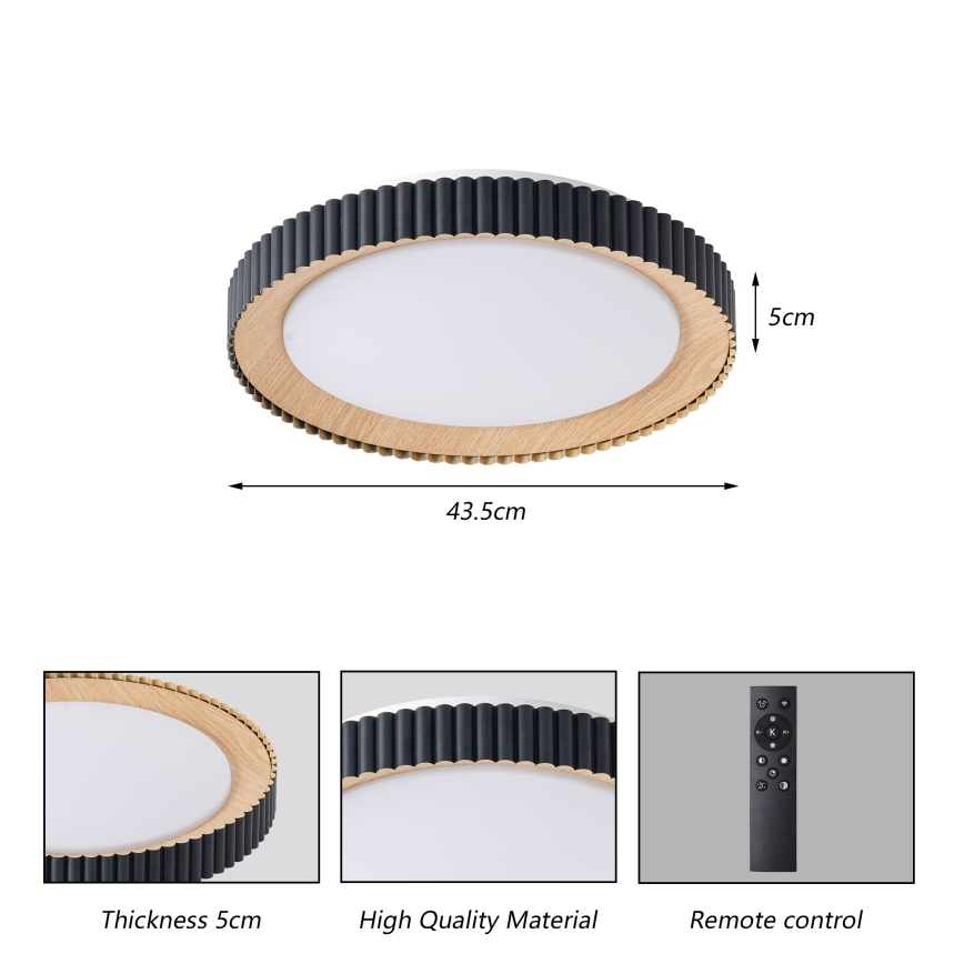 Brilagi - Plafonnier LED dimmable NEXO LED/48W/230V 3000-6000K noir Ø 43 cm + télécommande