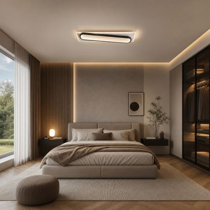 Brilagi - Plafonnier LED dimmable OUTLINE LED/52W/230V 3000-6000K 15x60 cm blanc/noir + télécommande
