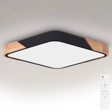 Brilagi - Plafonnier LED dimmable PILANA LED/48W/230V 3000-6500K chêne/noir 56x56 cm + télécommande
