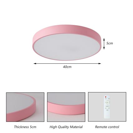 Brilagi - Plafonnier LED dimmable POOL 48W/230V 3000-6000K Ø 40 cm rose + télécommande
