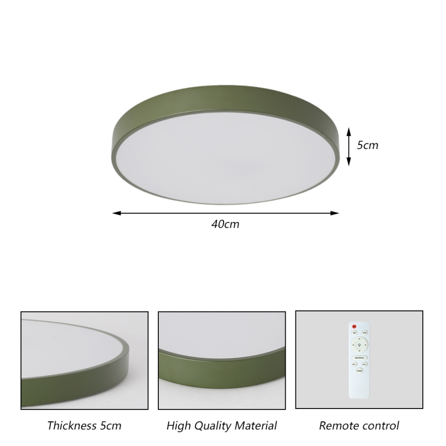 Brilagi - Plafonnier LED dimmable POOL LED/48W/230V 3000–6000K Ø 40 cm vert + télécommande
