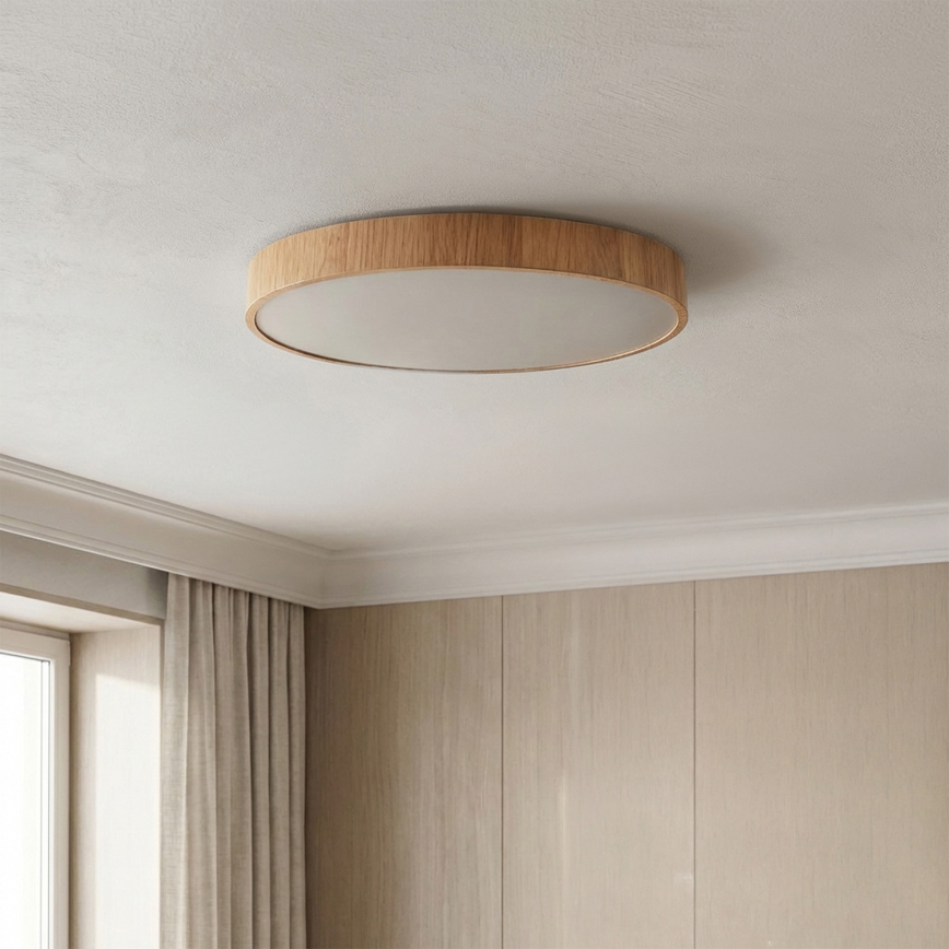 Brilagi - Plafonnier LED dimmable POOL LED/50W/230V 3000-6000K Ø 40 cm décor bois + télécommande