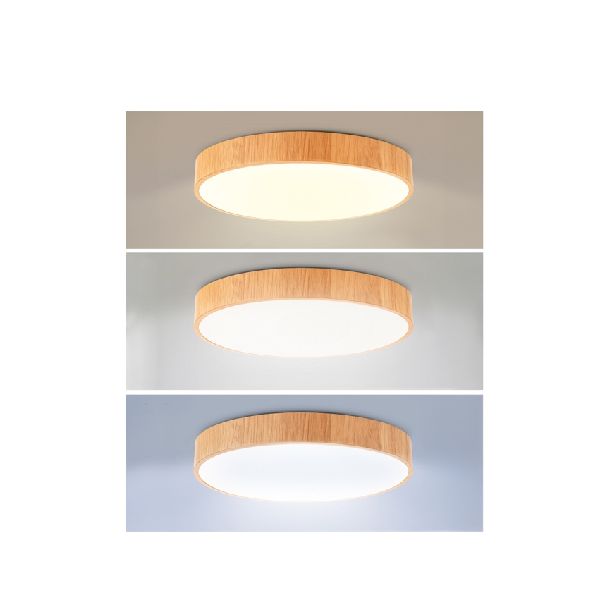 Brilagi - Plafonnier LED dimmable POOL LED/50W/230V 3000-6000K Ø 40 cm décor bois + télécommande