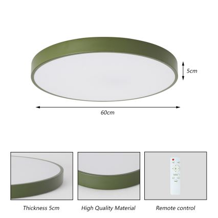 Brilagi - Plafonnier LED dimmable POOL LED/60W/230V 3000-6000K diam. 60 cm vert + télécommande