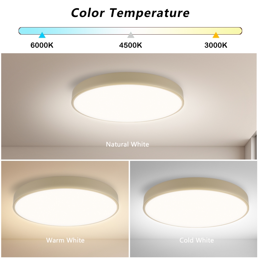 Brilagi - Plafonnier LED dimmable POOL SMART LED/48W/230V 3000-6000K diam. 40 cm Wi-Fi Tuya beige + télécommande
