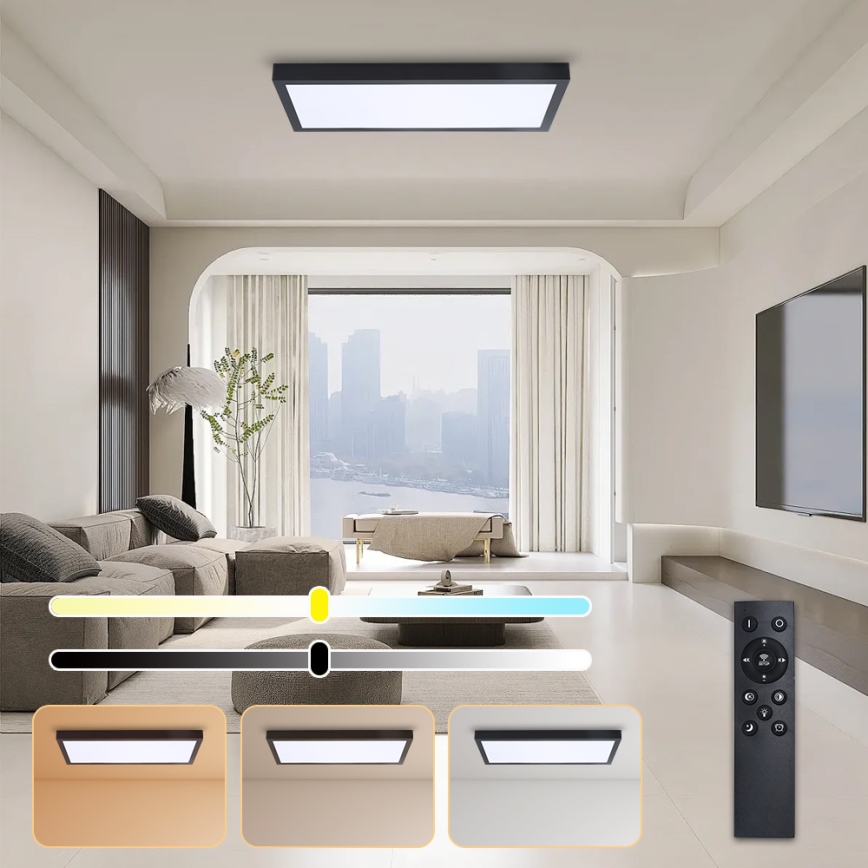 Brilagi - Plafonnier LED dimmable pour salle de bains FRAME SMART LED/30W/230V 30x60 cm 3000-6000K IP44 noir + télécommande incluse