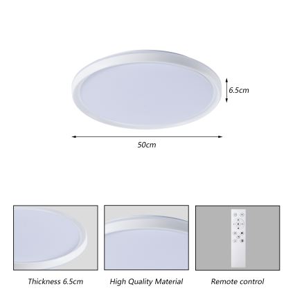 Brilagi - Plafonnier LED dimmable RIVO LED/72W/230V 3000-6000K blanc Ø 50 cm + télécommande