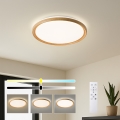 Brilagi - Plafonnier LED dimmable RIVO LED/72W/230V 3000-6000K, finition bois Ø 50 cm + télécommande
