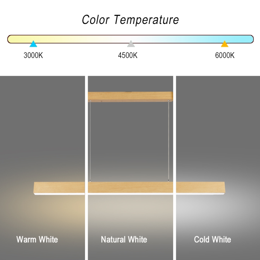 Brilagi - Lustre LED dimmable SLEEKLINE SMART LED/40W/230V Wi-Fi décor chêne + télécommande