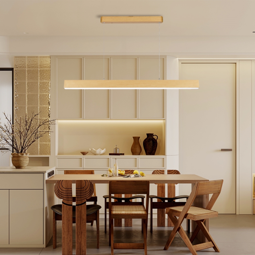 Brilagi - Lustre LED dimmable SLEEKLINE SMART LED/40W/230V Wi-Fi décor chêne + télécommande