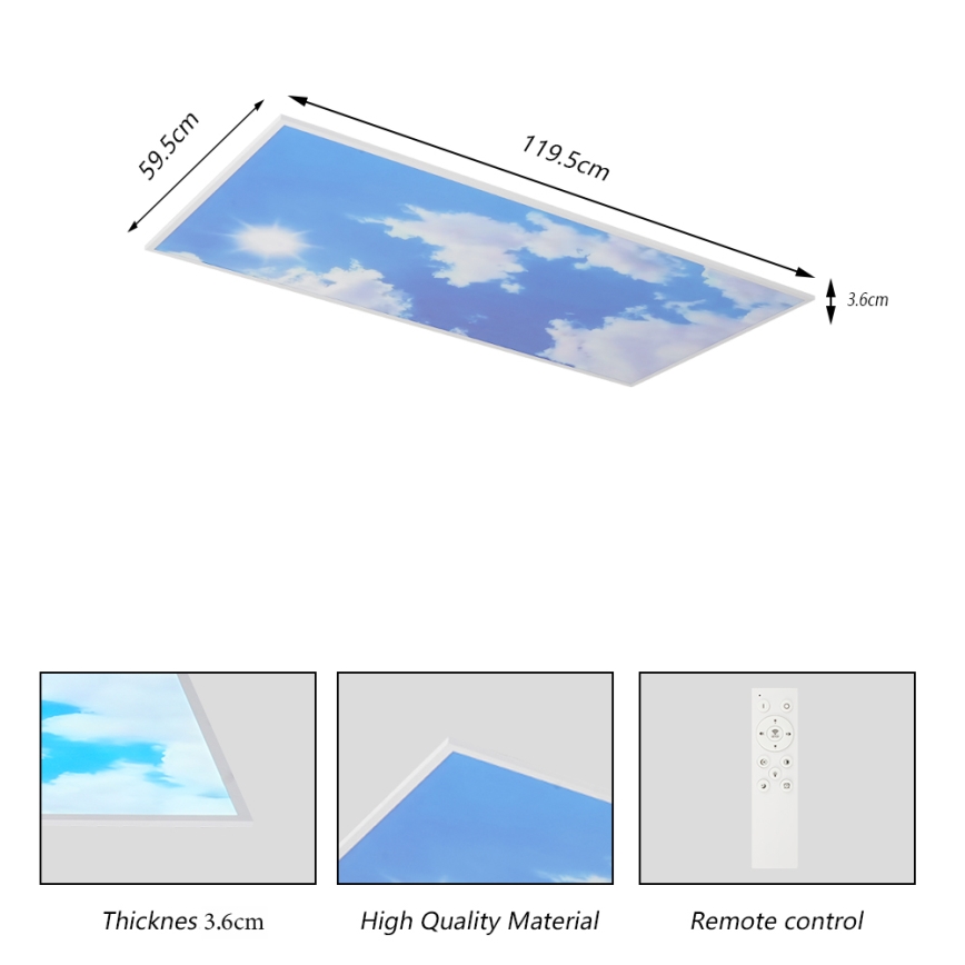 Brilagi - Plafonnier LED dimmable SLIMFRAME SKY LED/80W/230V 120x60 cm 3000-6000K argent/bleu + télécommande