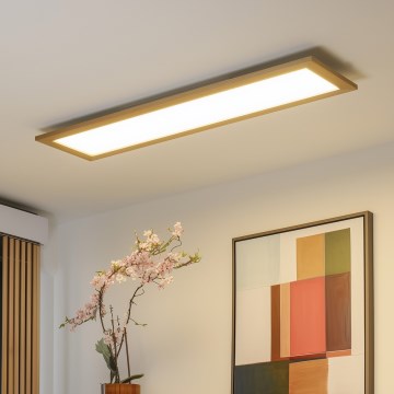 Brilagi - Plafonnier LED dimmable SLIMFRAME WOOD LED/58W/230V 124x34 cm 3000-6000K marron + télécommande
