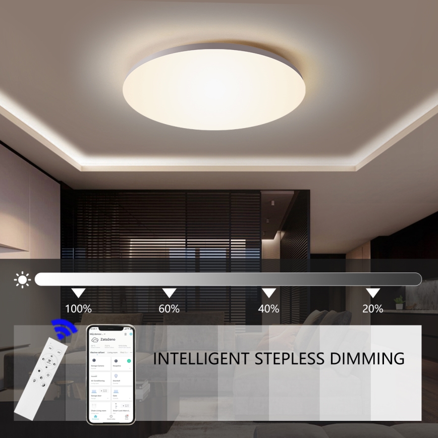 Brilagi - Plafonnier LED dimmable SMART 36 W, 230 V, Ø 48 cm, 3000–6000 K, Wi‑Fi Tuya Beacon + télécommande