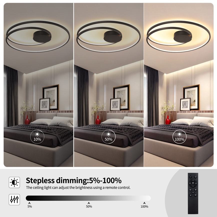 Brilagi - Plafonnier LED dimmable TWISTER LED/105W/230V 3000–6000K Ø 100 cm noir + télécommande