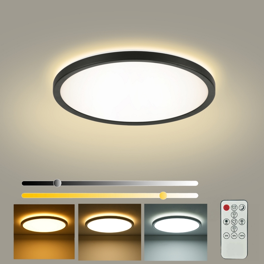 Brilagi - Plafonnier LED dimmable ULTRA SLIM 18W/230V 2700–6500K Ø 30 cm noir + télécommande