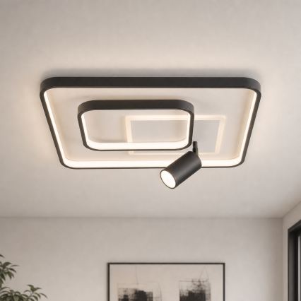 Brilagi - Plafonnier LED dimmable UNITY LED/75W/230V + 1xGU10/3W 3000-6000K 50x50 cm blanc/noir + télécommande