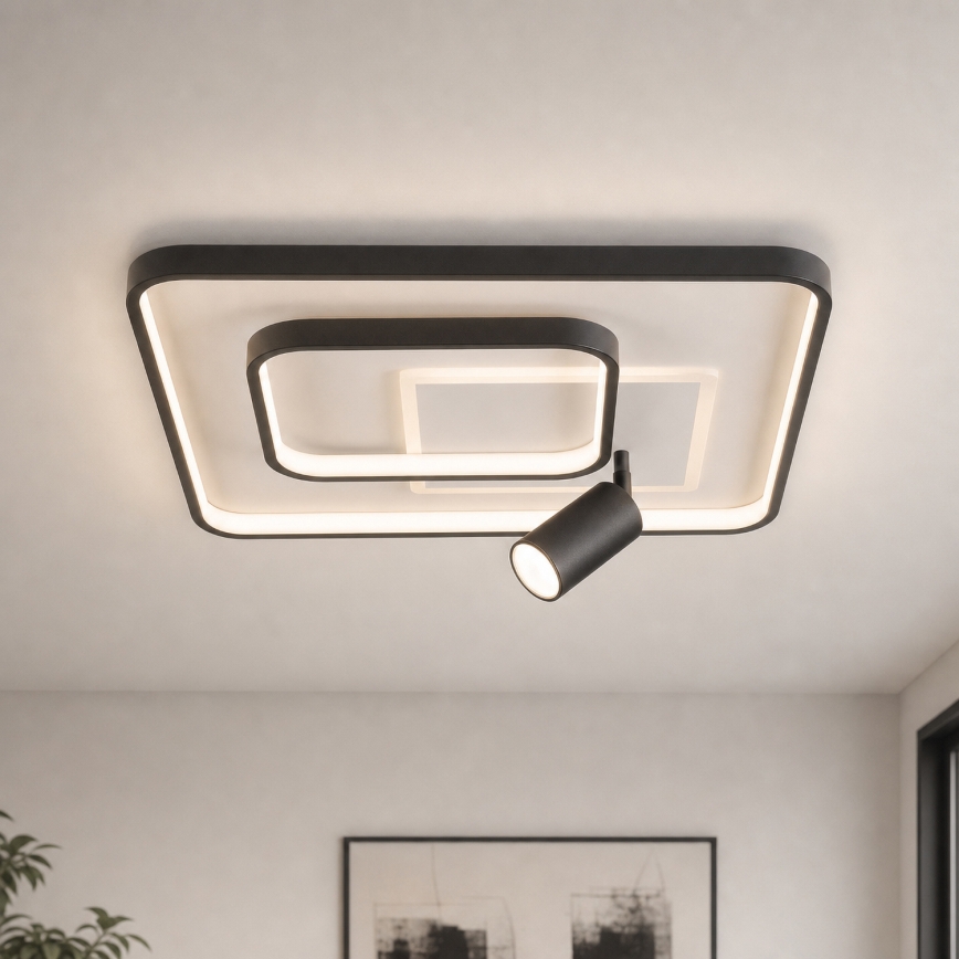 Brilagi - Plafonnier LED dimmable UNITY LED/75W/230V + 1xGU10/3W 3000-6000K 50x50 cm blanc/noir + télécommande
