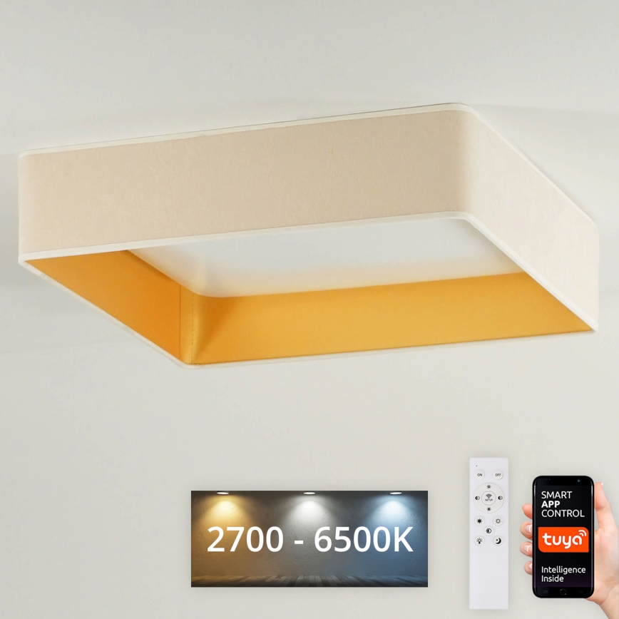 Brilagi - Plafonnier LED dimmable VELVET SQUARE SMART LED/36W/230V 60x60 cm 2700-6500K Wi-Fi Tuya + télécommande crème