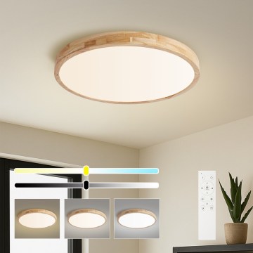 Brilagi - Plafonnier LED dimmable WOODLINE LED/72W/230V 3000–6000 K chêne, Ø 60 cm + télécommande