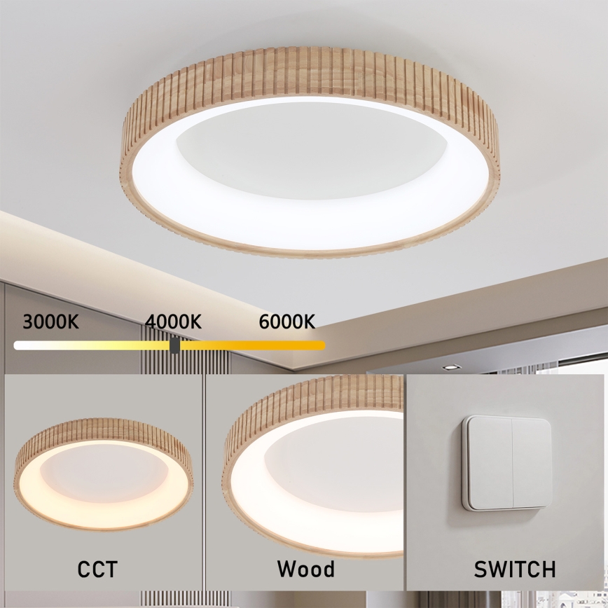 Brilagi - Plafonnier LED FALCON WOOD MODERN LED/40W/230V 3000/4000/6000K Ø 60 cm bois