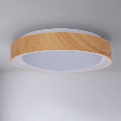 Brilagi - Plafonnier LED FLOCO LED/24W/230V Ø 30 cm décor bois/blanc