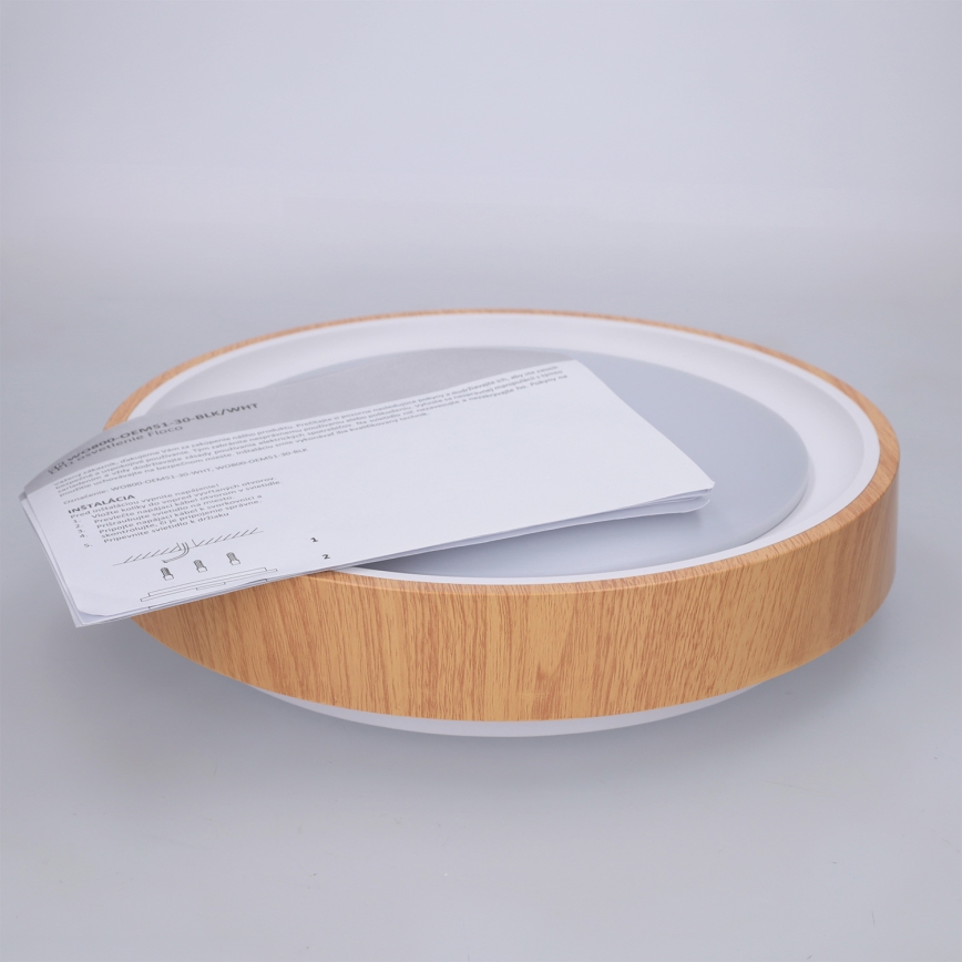 Brilagi - Plafonnier LED FLOCO LED/24W/230V Ø 30 cm décor bois/blanc