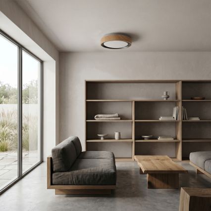 Brilagi - plafonnier LED FLOCO LED/24W/230V Ø 30 cm décor bois/noir