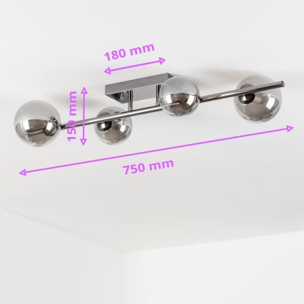 Brilagi - Plafonnier LED MILLA 4xG9/3W/230V noir chromé/fumé