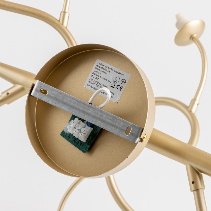 Brilagi - Plafonnier LED MISTEL 15xG9/3W/230V doré/blanc