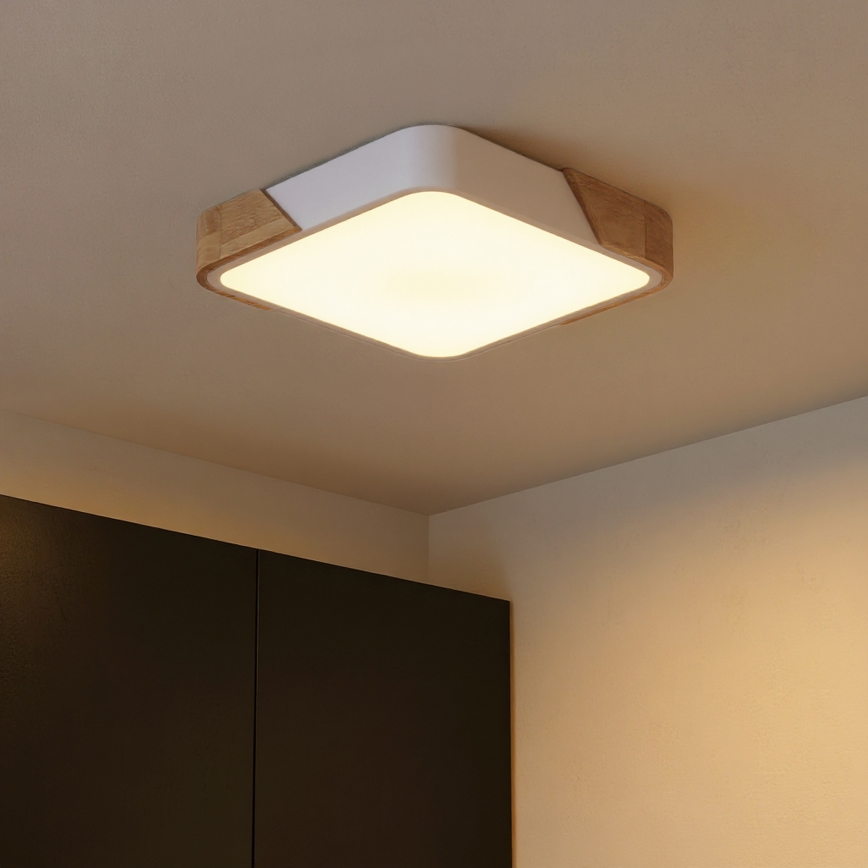 Brilagi - Plafonnier LED PILANA LED/24W/230V chêne/blanc 32x32 cm